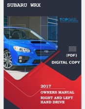 SUBARU WRX 2017 OWNERS MANUAL RHD AND LHD